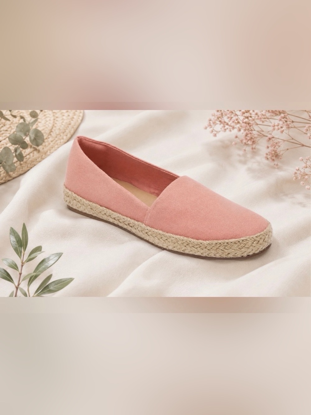Easy Spirit Sehera Espadrille Flats Moonlight Peach Slip On 9.5 NWOT